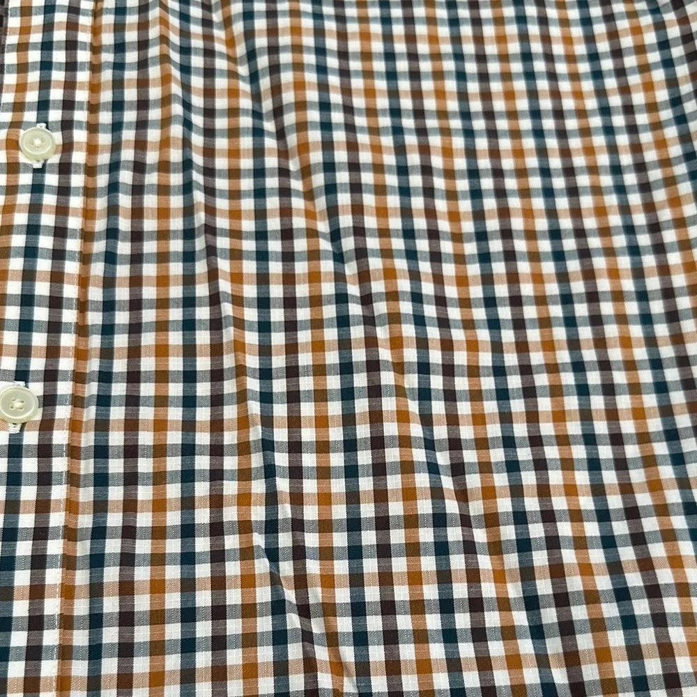 Banana Republic Stripe Non Iron Slim Fit Mens Plaid Button Down Dress Work Shirt